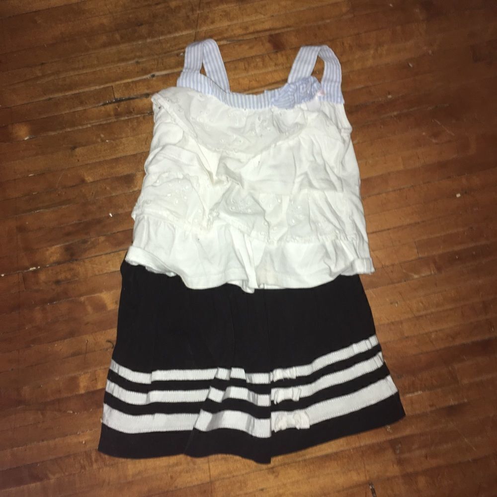 Janie & Jack Nautical skirt, sleeveless eyelet top